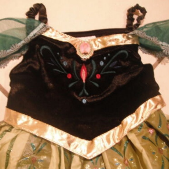 New! DISNEY WORLD Frozen Anna CORONATION DRESS M 7/8 GIRLS Halloween Costume - Picture 2 of 4